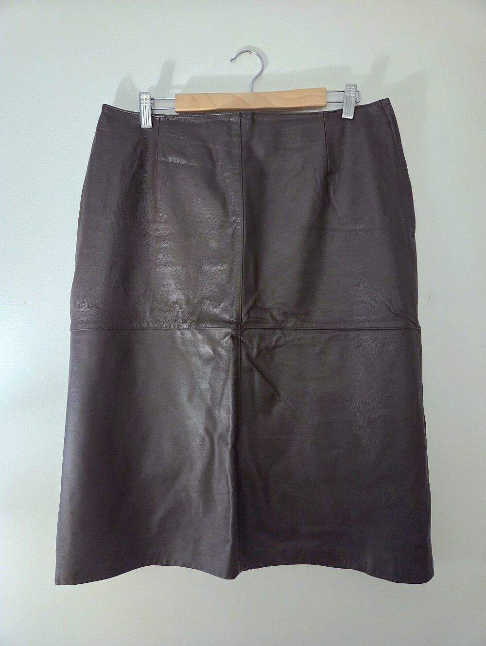 Chocolate Brown 100% Leather Nygard Collection Midi Skirt 14
